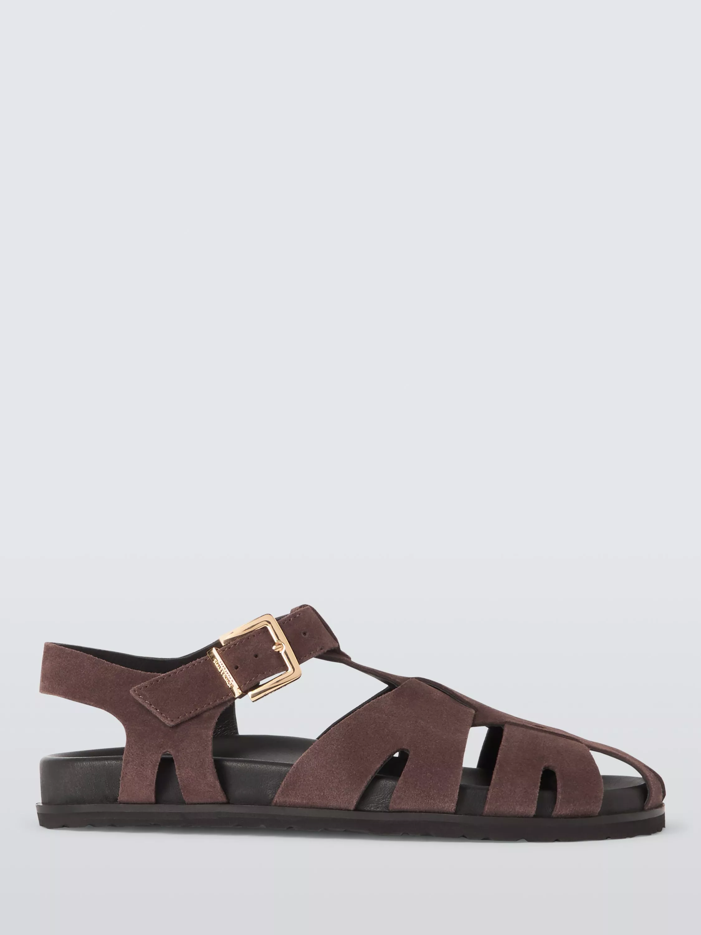 John Lewis Lucille Suede Casual Footbed Fisherman Sandals, Chocolate