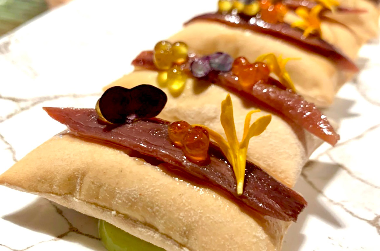 A selection of canap&amp;eacute;s on a plate