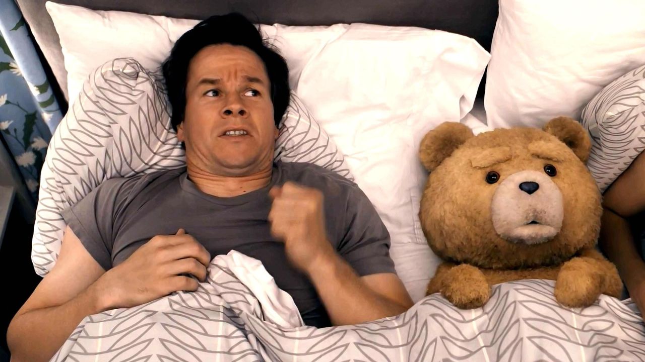 John and Ted cower during a thunder storm in the latter's self-titled movie