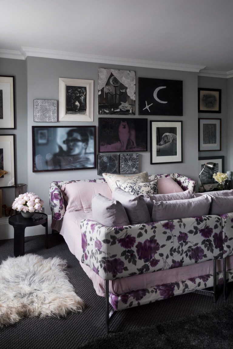 Dark purple and grey teen girl bedroom idea