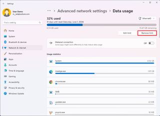 Windows 11 Remove Data Limit