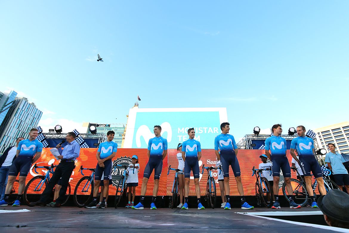Movistar sport their new kit.