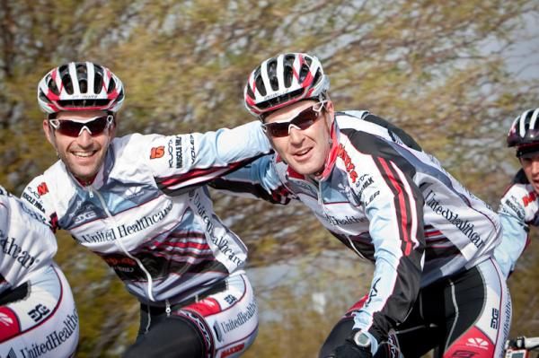Roman Kilun and Andrew Pinfold enjoying their time out on a team training ride.