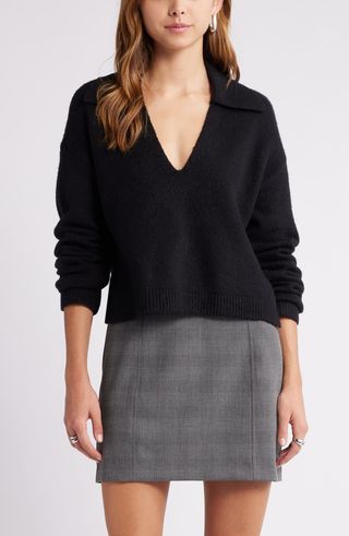 Johnny Collar Boxy Crop Sweater