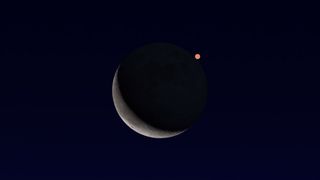 The waning crescent moon and the planet Mars will put on a show Feb. 18, appearing quite close to each other in the southeastern sky. The moon will pass in front of Mars, blocking the planet from view, but for the eastern half of the U.S. this will occur during daylight and will not be visible without a telescope. For much of the western half of North America, the occultation of Mars by the moon should be visible to the naked eye.
