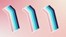 Colorful reusable straws in pink backgrouns