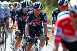 ESTACION DE MONTANA DE MANZANEDA OURENSE SPAIN AUGUST 29 Primoz Roglic of Slovenia and Team Red Bull Bora hansgrohe competes during the La Vuelta 79th Tour of Spain 2024 Day 12 a 1375km stage from Ourense Termal to Estacion de Montana de Manzaneda 1491m UCIWT on August 29 2024 in Estacion de Montana de Manzaneda Spain Photo by Tim de WaeleGetty Images