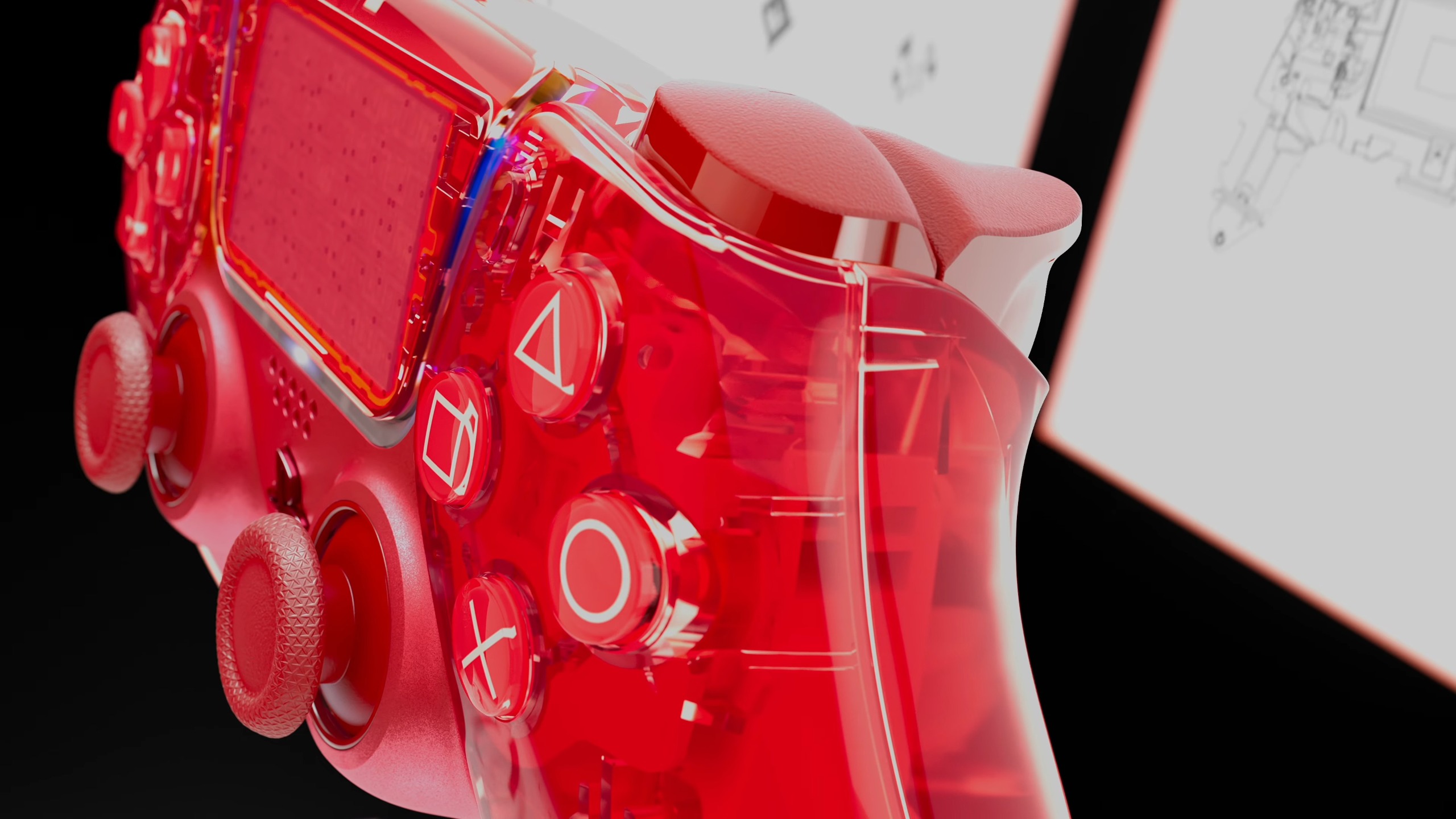 The orange/red Prism DualSense