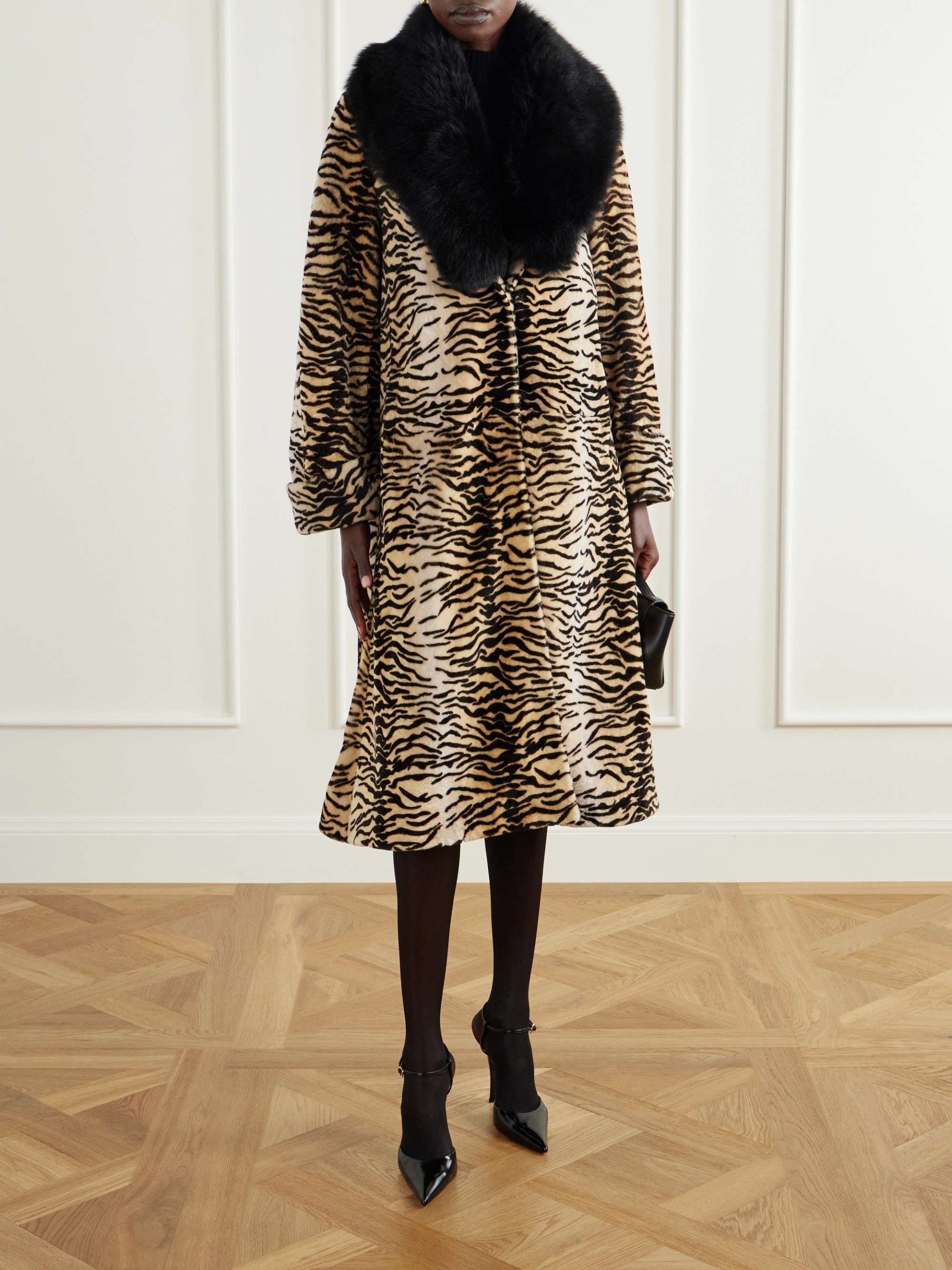 Nina Tiger-Print Shearling Coat