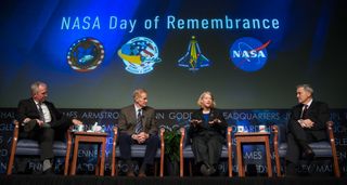 NASA Deputy Administrator Pam Melroy speaks during the NASA Safety Stand-Down panel discussion, on Jan. 27, 2022, at the Mary W. Jackson NASA Headquarters building in Washington. Panelists included (from left to right) NASA Safety and Mission Assurance Chief Russ DeLoach, NASA Administrator Bill Nelson, NASA Deputy Administrator Pam Melroy and NASA Associate Administrator Bob Cabana. 