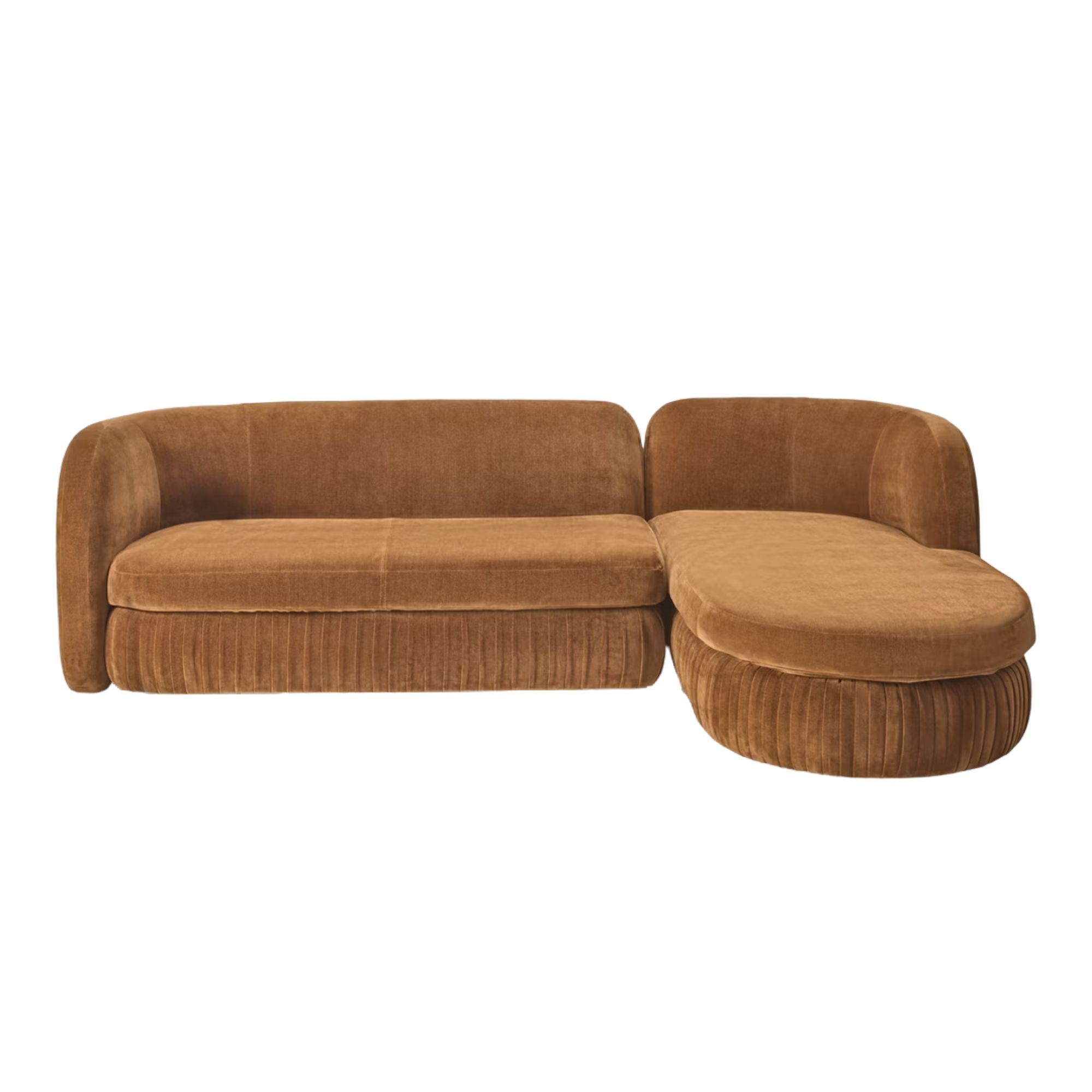 John Lewis & Partners, Pleat Large 4 Seater Rhf Chaise End Sofa, Soft Chenille Ginger