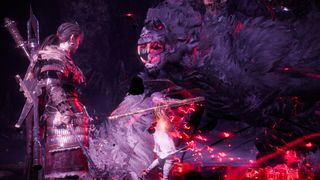 Wo Long: Fallen Dynasty in-game screenshot of the player facing down a boss, taken in Photograph mode.
