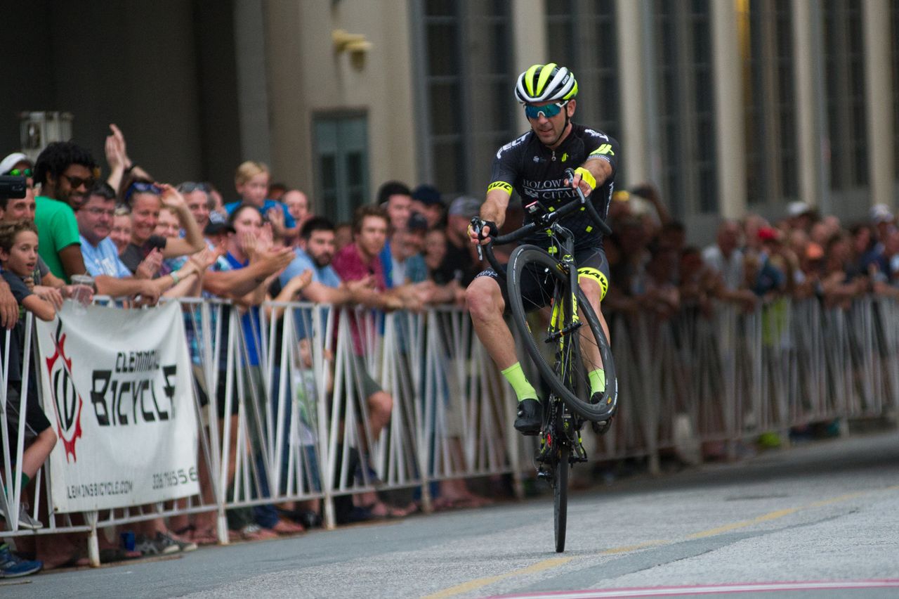 Ty Magner (Holowesko) shows off for the crowd after his win.