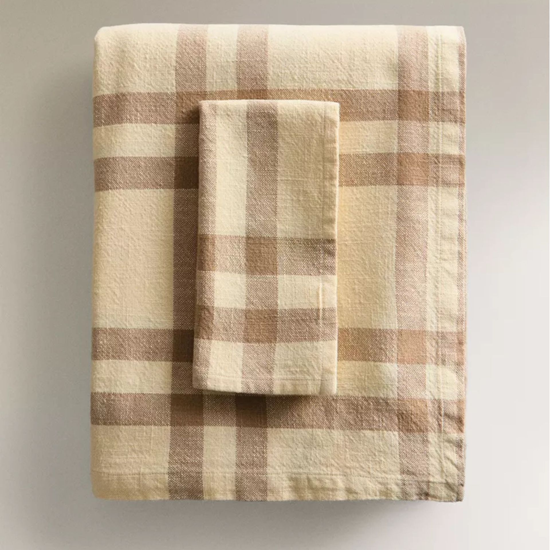 Butter Yellow Check Cotton Tablecloth