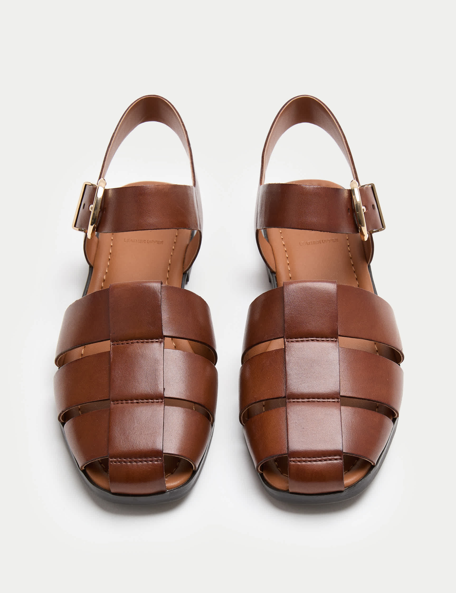 Leather Buckle Flat Fisherman Sandals