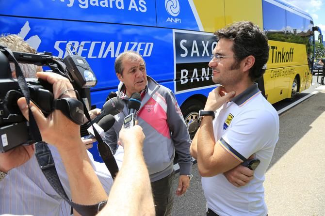 Mauro Vegni, the race director, under fire at the start of stage 17