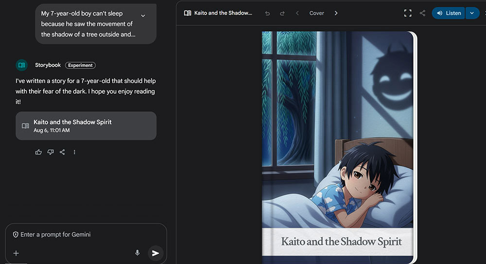 Google Gemini AI Storybook generator