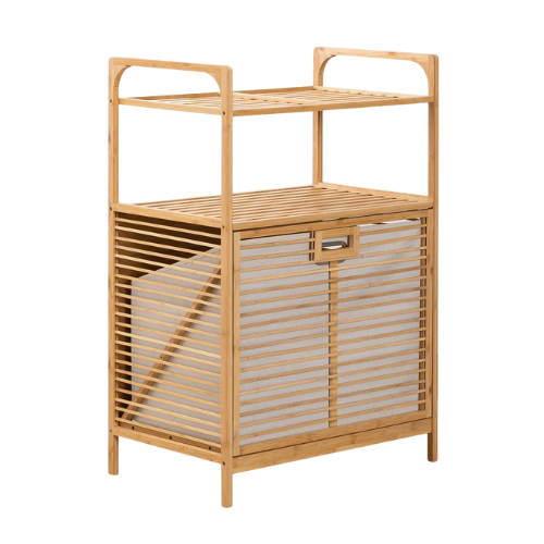 Lauren Bamboo Laundry Hamper With Shelf