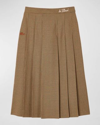 X Le Fleur Men's Pleated Houndstooth Skirt