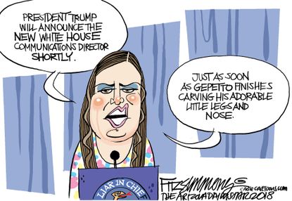 Political cartoon U.S. Sarah Huckabee Sanders Hope Hicks White House chaos