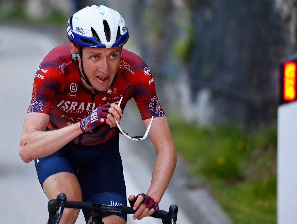 Team Israel StartUp Nation rider Irelands Daniel Martin rides during an attack in the Passo di San Valentino pass during the 17th stage of the Giro dItalia 2021 cycling race 193km between Canazei and Sega di Ala on May 26 2021 Photo by Luca Bettini AFP Photo by LUCA BETTINIAFP via Getty Images
