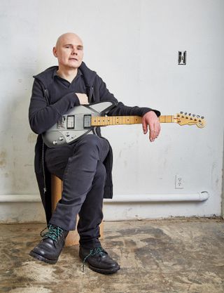 Billy Corgan in SilverLake, Los Angeles,with one of hisReverend Guitarssignature models