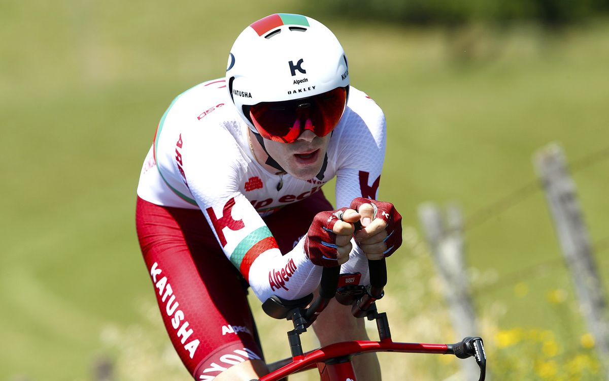 Jose Goncalves (Katusha-Alpecin) in the national time trial champion's jersey of Portugal
