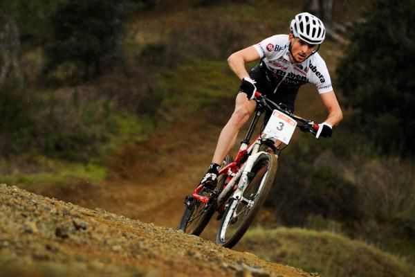 A racer in the opening time trial stage at Afxentia