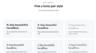 Zyro's font selection options