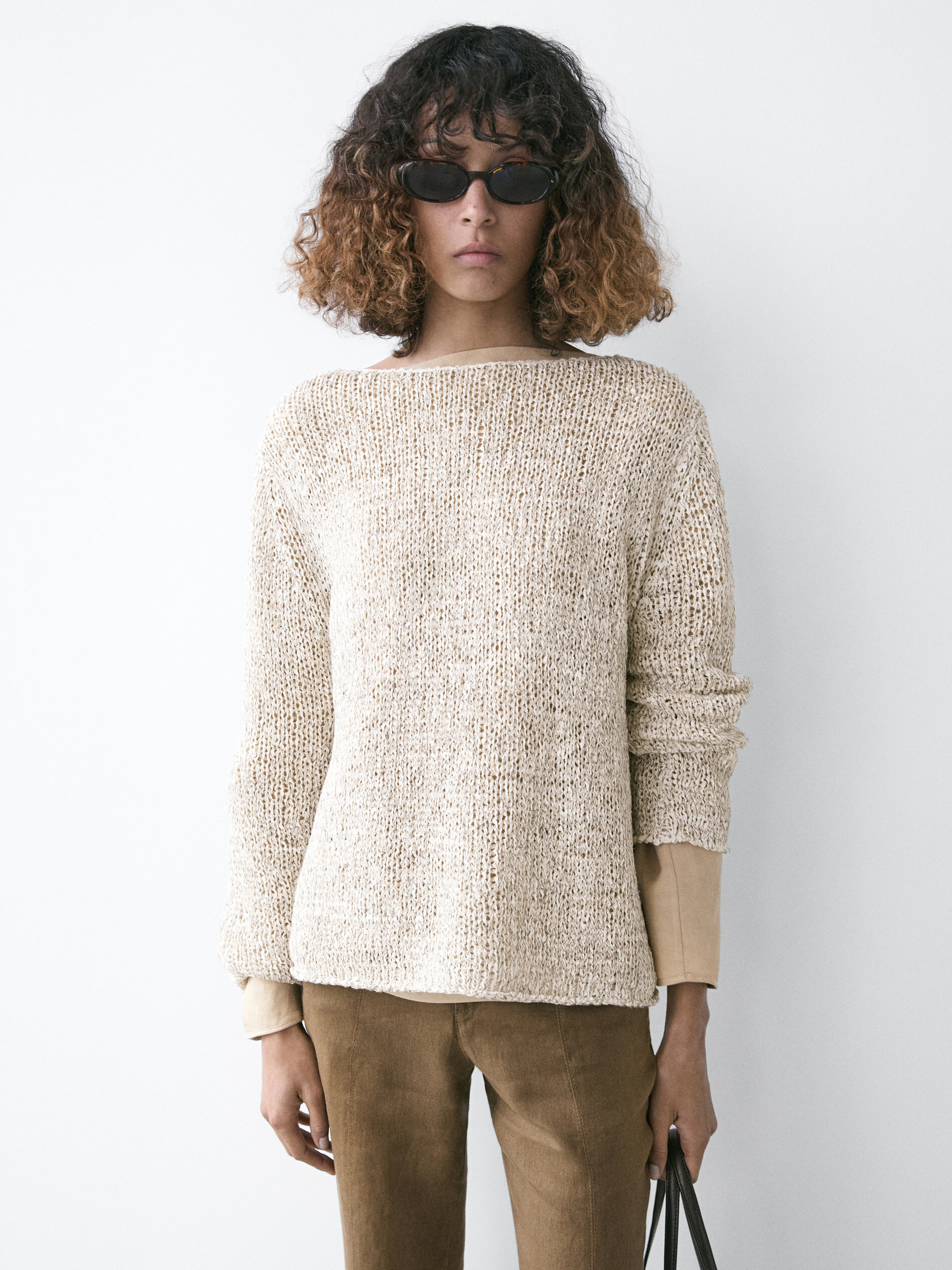 Boat Neck Knit Sweater
