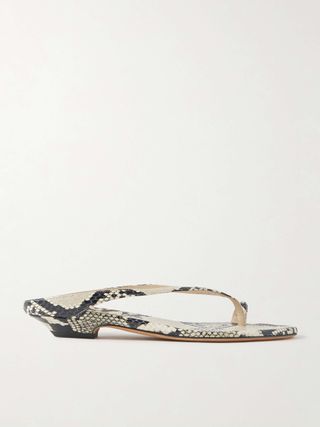 Marion Snake-Effect Leather Mules