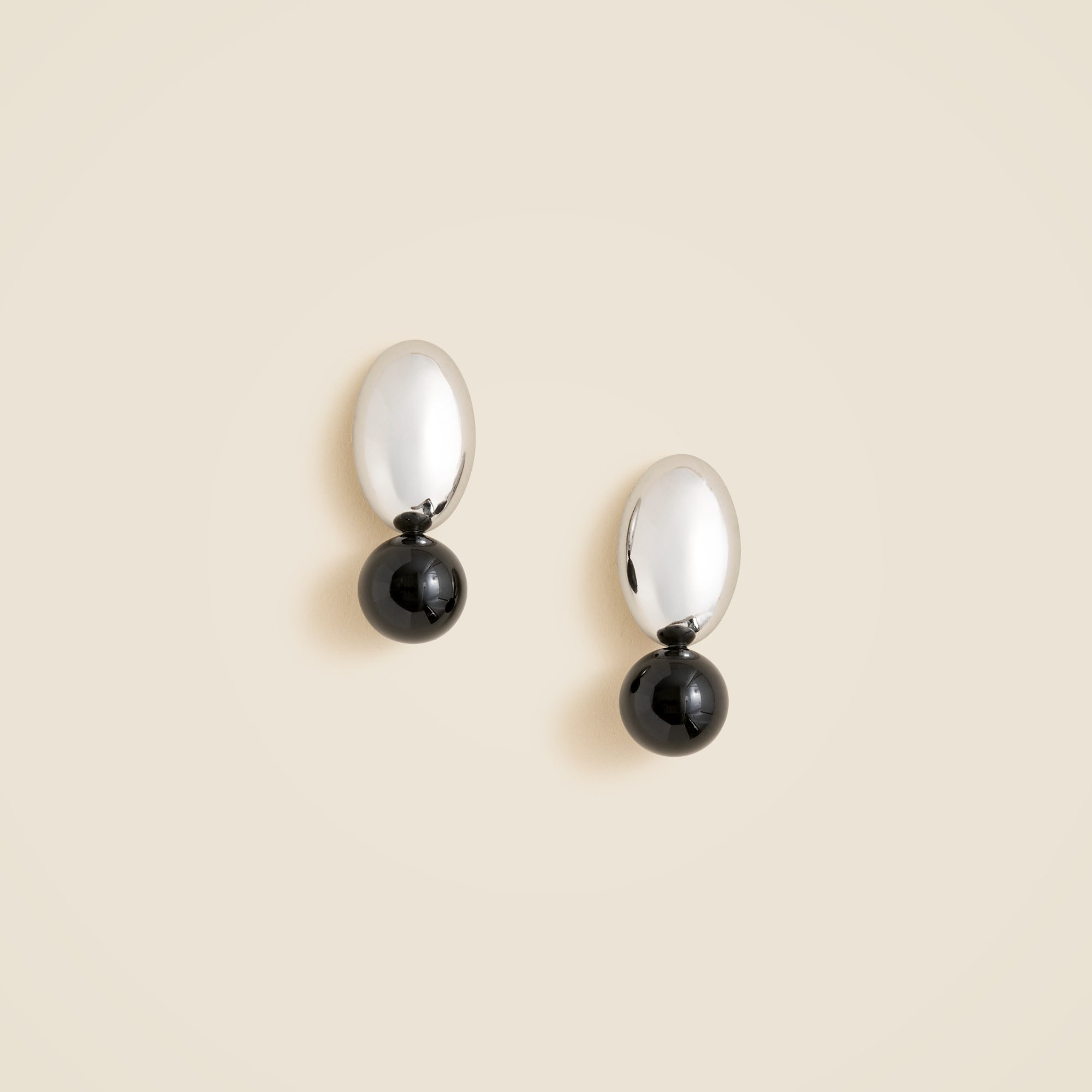 Black Pearl and Metallic Disc Earrings