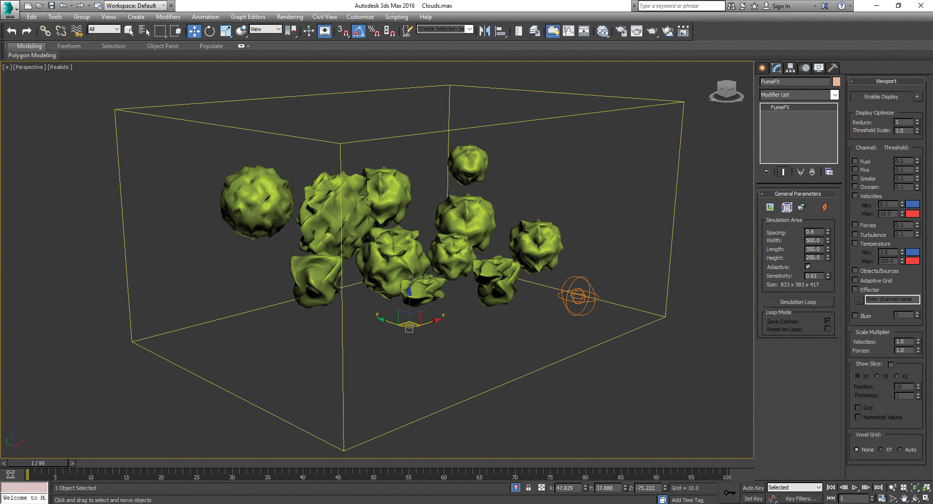 Create clouds with FumeFX: Create FumeFx container