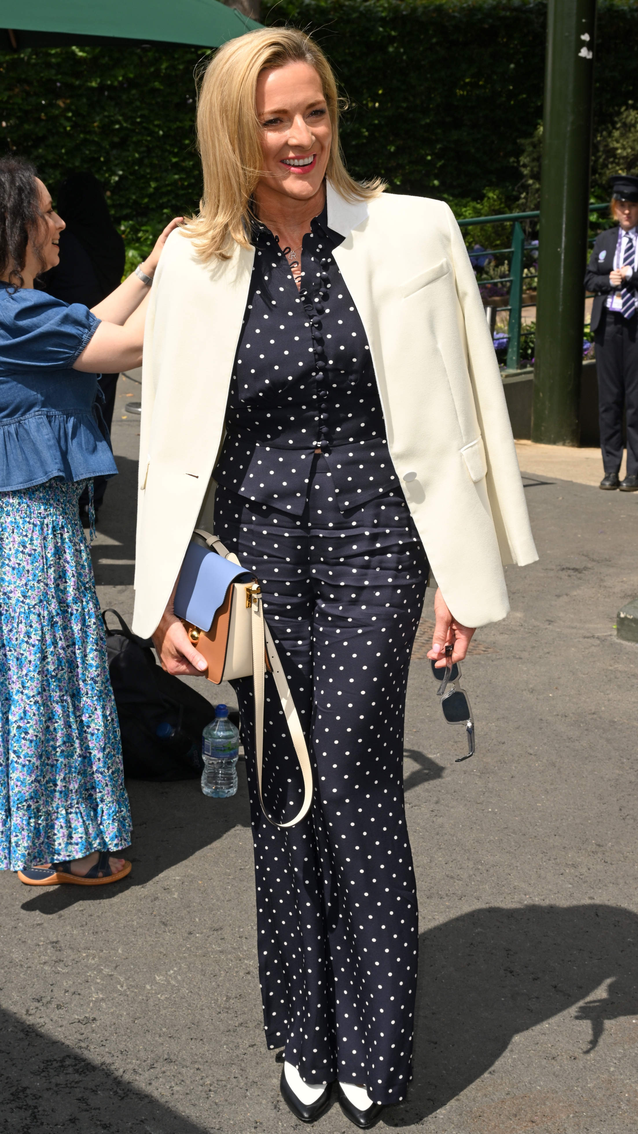 Gabby Logan attends day eight of the Wimbledon Tennis Championships at the All England Lawn Tennis and Croquet Club on July 07, 2025