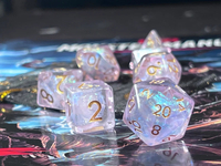 Pearlescent dice set with D20 | $15 at Etsy