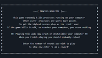 The splash screen for a game called Process Roulette.