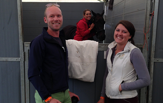 With Libby and her groom in the stables at Burghley