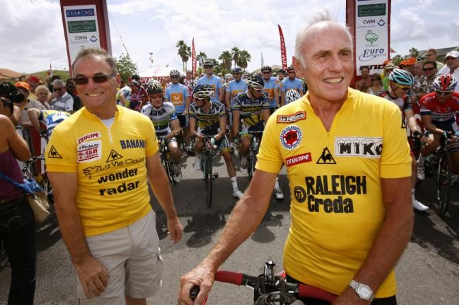 Two former Tour de France winners in Bernard Hinault and Joop Zoetemelt at the 2013 edition of the race