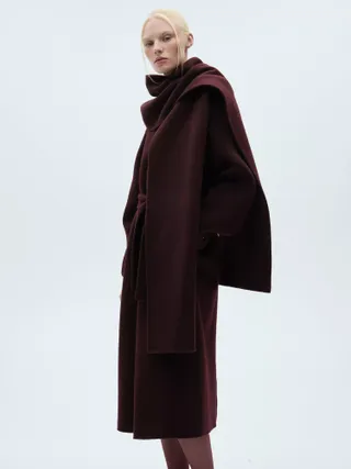 Mango Moon Wool Rich Coat, Dark Red