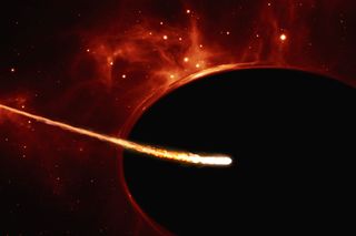 This artist's illustration depicts a sun-like star being "spaghettified" by a supermassive black hole, which has the massive 100 million times that of Earth's sun. A new study found that this death by black hole was the fate of the ultra-bright supernova 