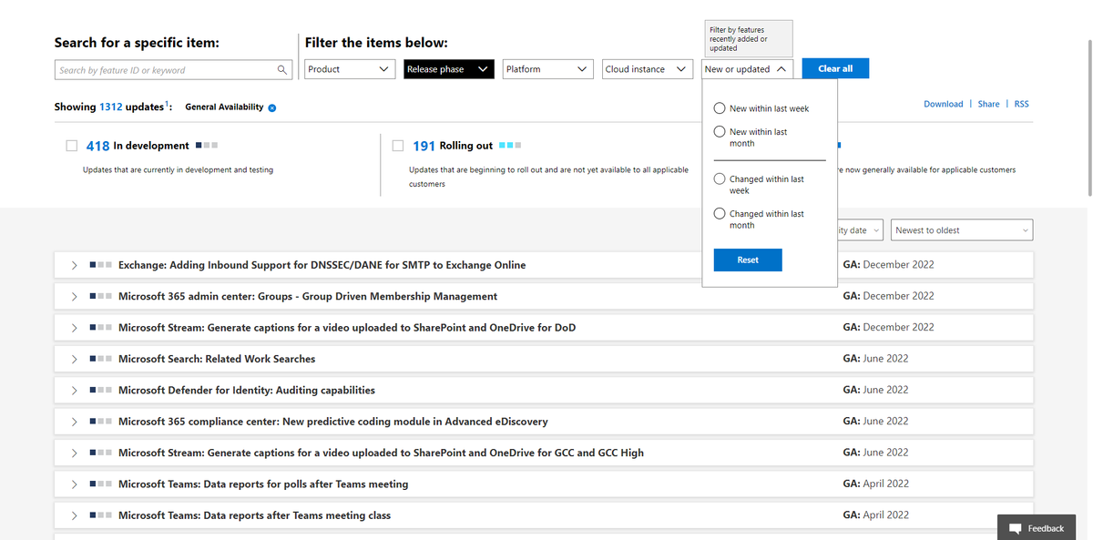 Microsoft 365 roadmap redesign makes it easier to track features for