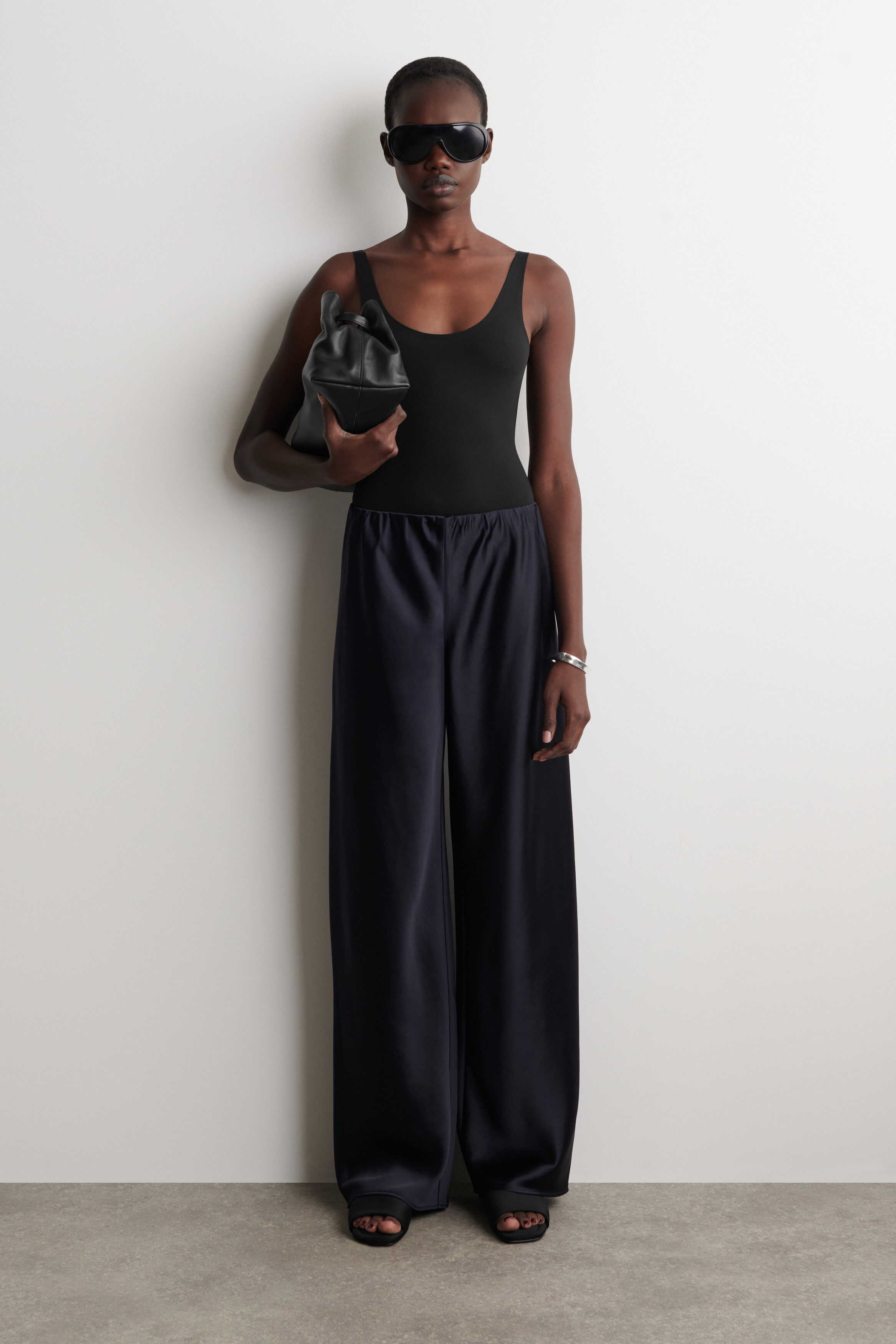 satin wide leg trousers