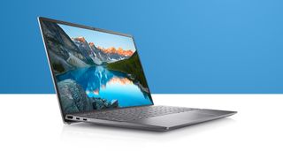 Dell Inspiron 13 5310 on a blue and white laptop