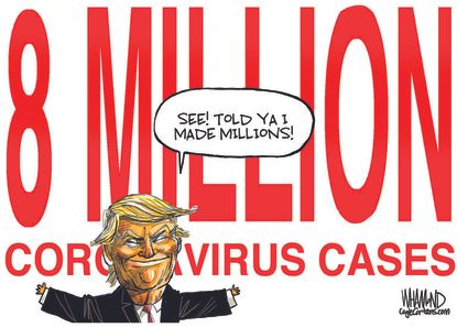 Political Cartoon U.S. Trump COVID 8 million cases