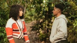 Samantha Logan as Olivia Baker and Bre-Z as Tamia Cooper talking in the woods in All American season 6 episode 6