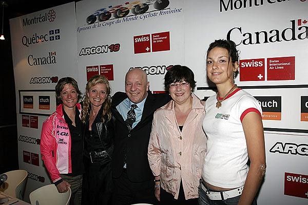 (L-R) Gina Grain, Isabelle Hudon from the City of Montreal, Race promoter Daniel Manibal, Francine Senecal from the City of Montr&eacute;al and Audrey Lemieux