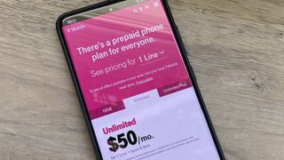 T-Mobile prepaid plan information on an S20+