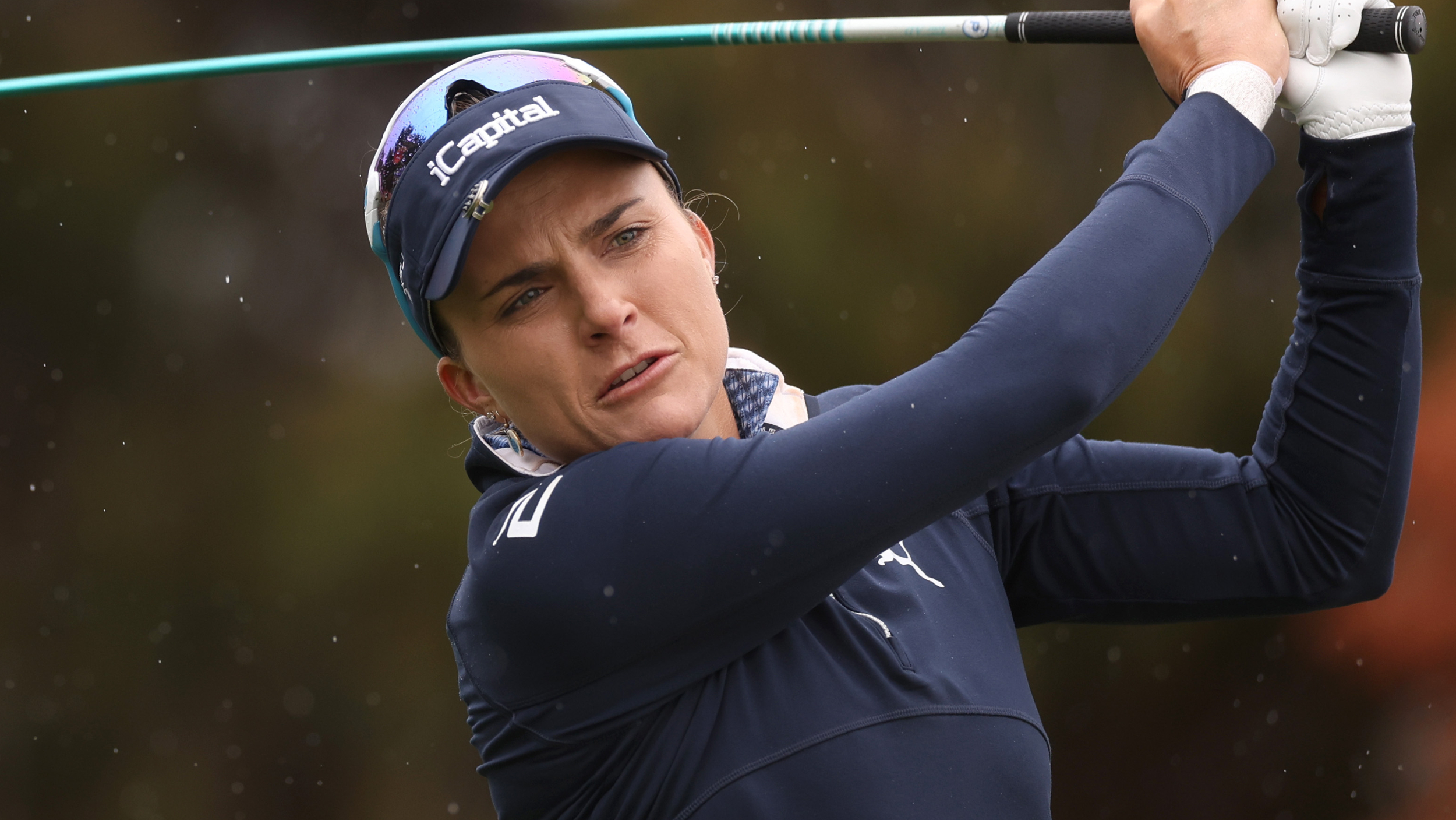 Lexi Thompson takes a tee shot at the Ford Championship