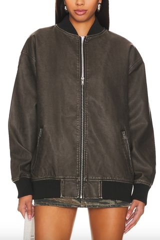 Ariel Faux Leather Bomber