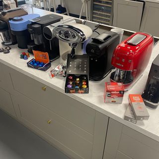 Image of pod coffee machine testing day